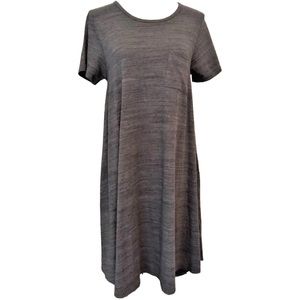 LULAROE Carly Swing Hi-Lo Hem Shirt Dress Gray Marled Jersey Size Large